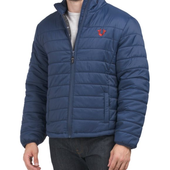 NWT TRUE RELIGION Puffer Jacket Dress Blue 563mn - Picture 1 of 4